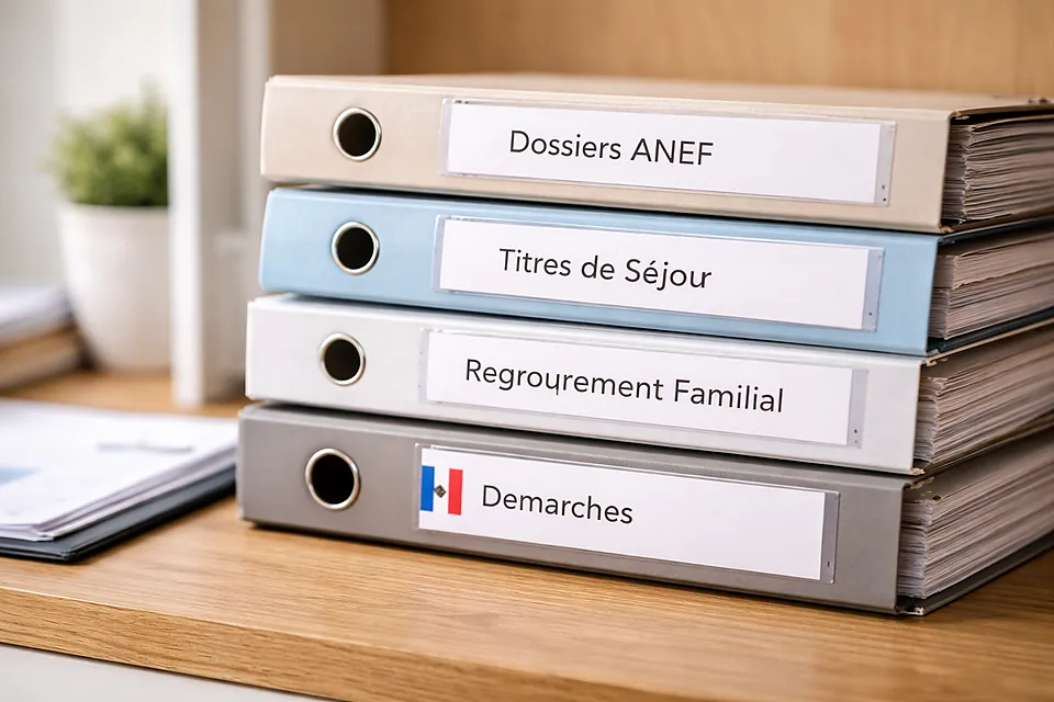 Classeurs organisés pour le suivi de dossiers administratifs
