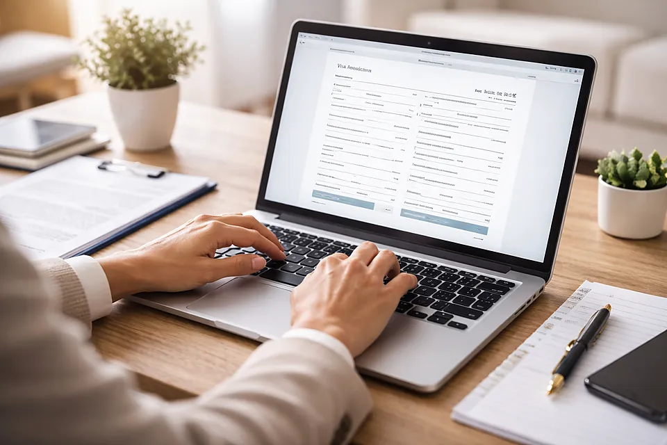 Saisie d’un formulaire en ligne sur ordinateur portable