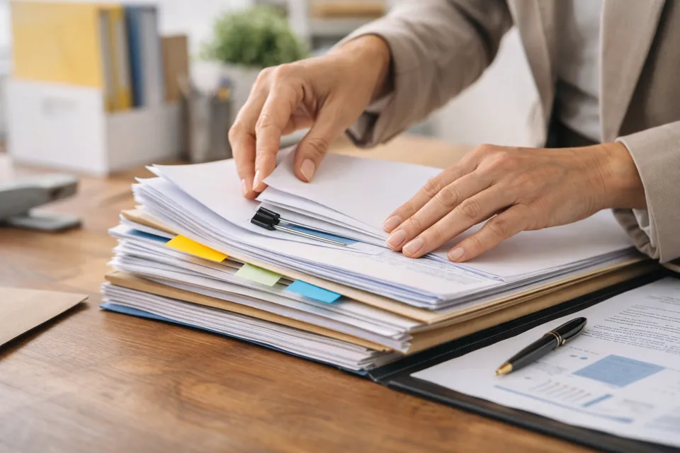 Numérisation de documents administratifs sur un scanner de bureau.